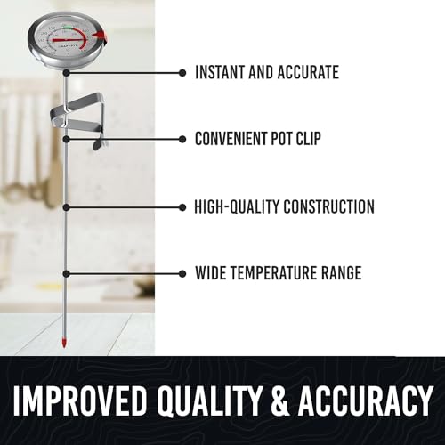 Candy Thermometer with Pot Clip - Deep Fry Oil Thermometer for Frying - Cooking Thermometer for Frying Oil Candle Making Hot Oil Deep Fryer Thermometer 8" Side of Pot Thermometer