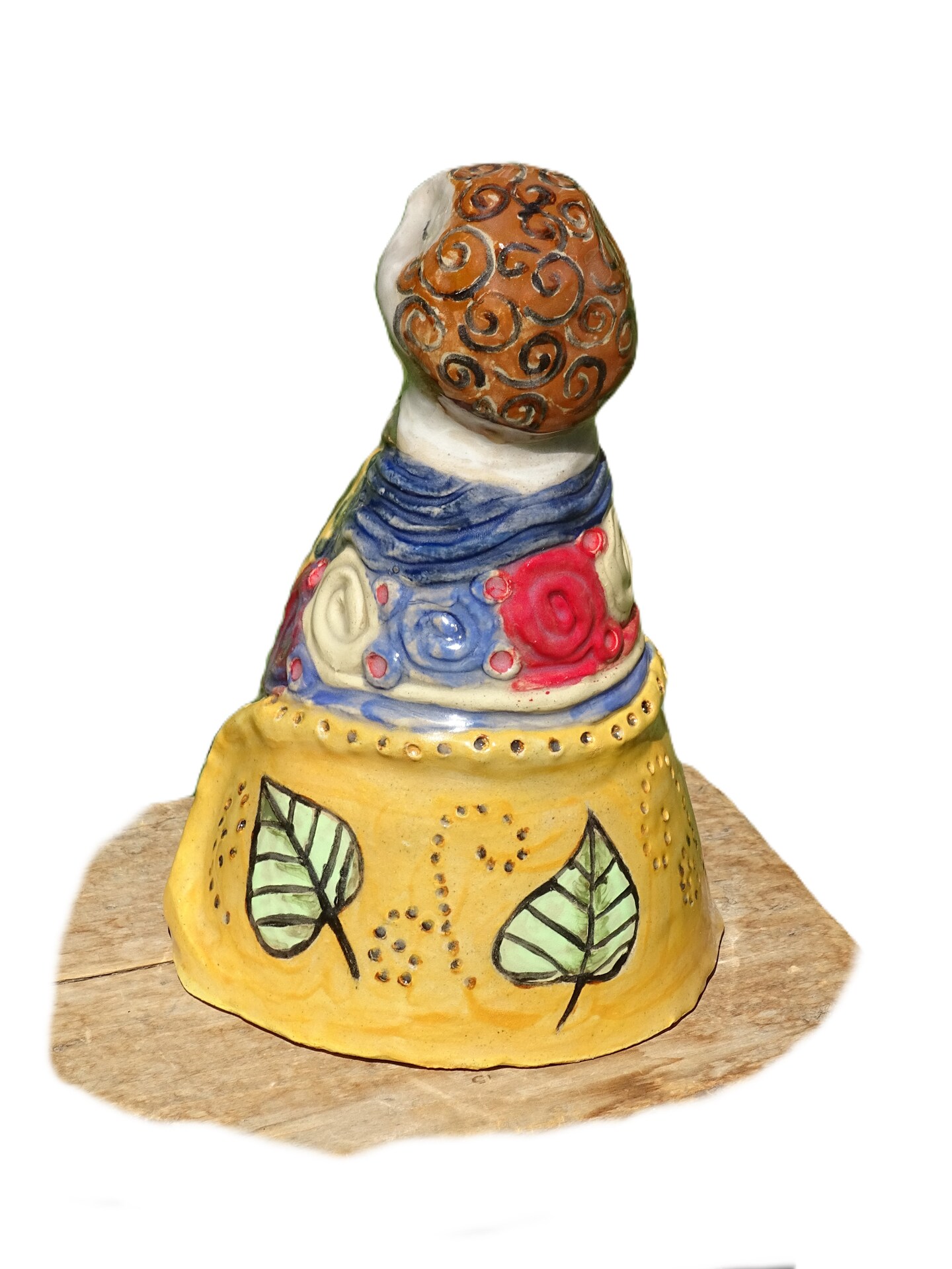Folk Art Doll, Clay Pottery Figurine, Handcrafted Glazed and Fired, 8" Tall Statue product 4
