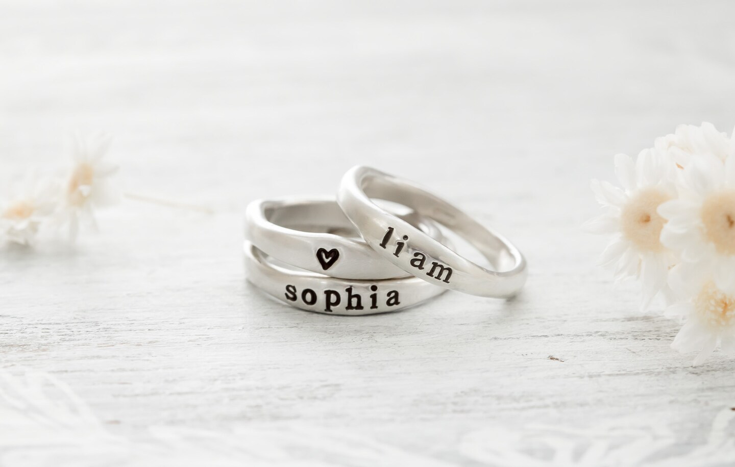Sterling Silver Name Ring For Mom, Personalized Ring For Women, Organic Ring, Gift For Mom, Baby Name Ring, Mothers Day Gift