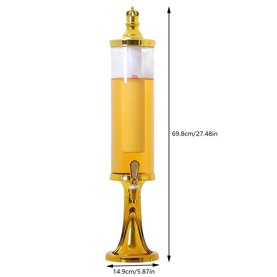 3L Beer Tower Beverage Dispenser Faucet Beverage Drink Dispenser LED Lights