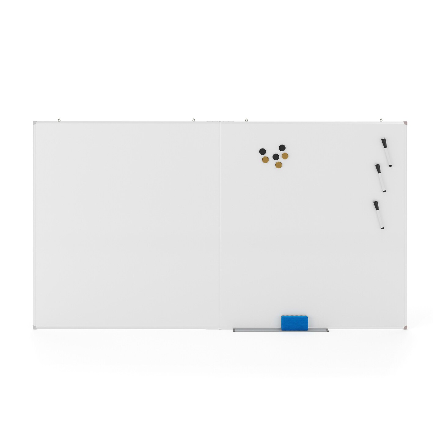 Emma and Oliver Xander Dry Erase Board for Wall with Aluminum Whiteboard Frame and Removable Marker Tray, 3 Markers, 1 Eraser, 6 Magnets Included