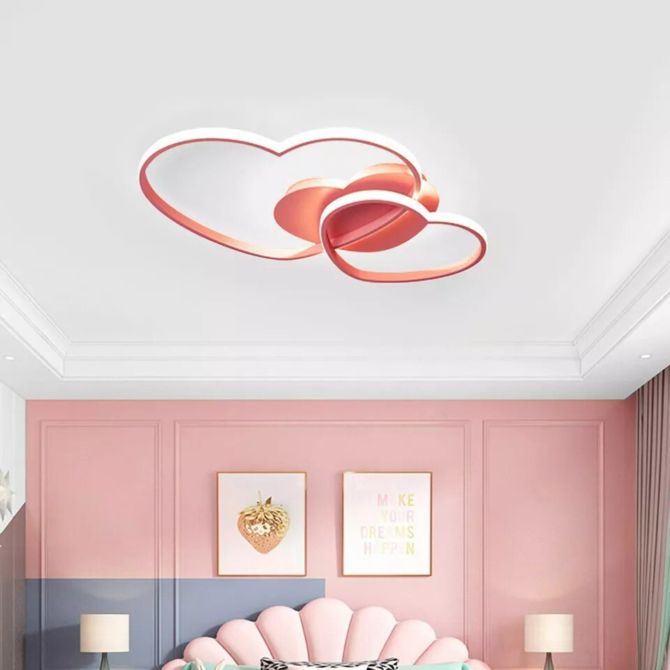Modern Acrylic Chandelier Lamp LED Heart Shape Flush-Mount Ceiling Light Fixture