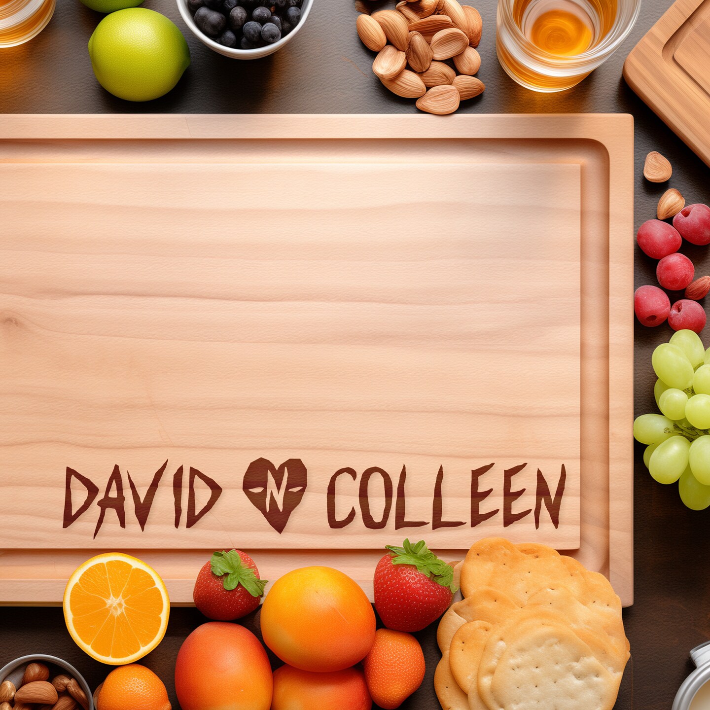 Laser Engraved high quality Personalized Cutting Board Monogram 5th Anniversary