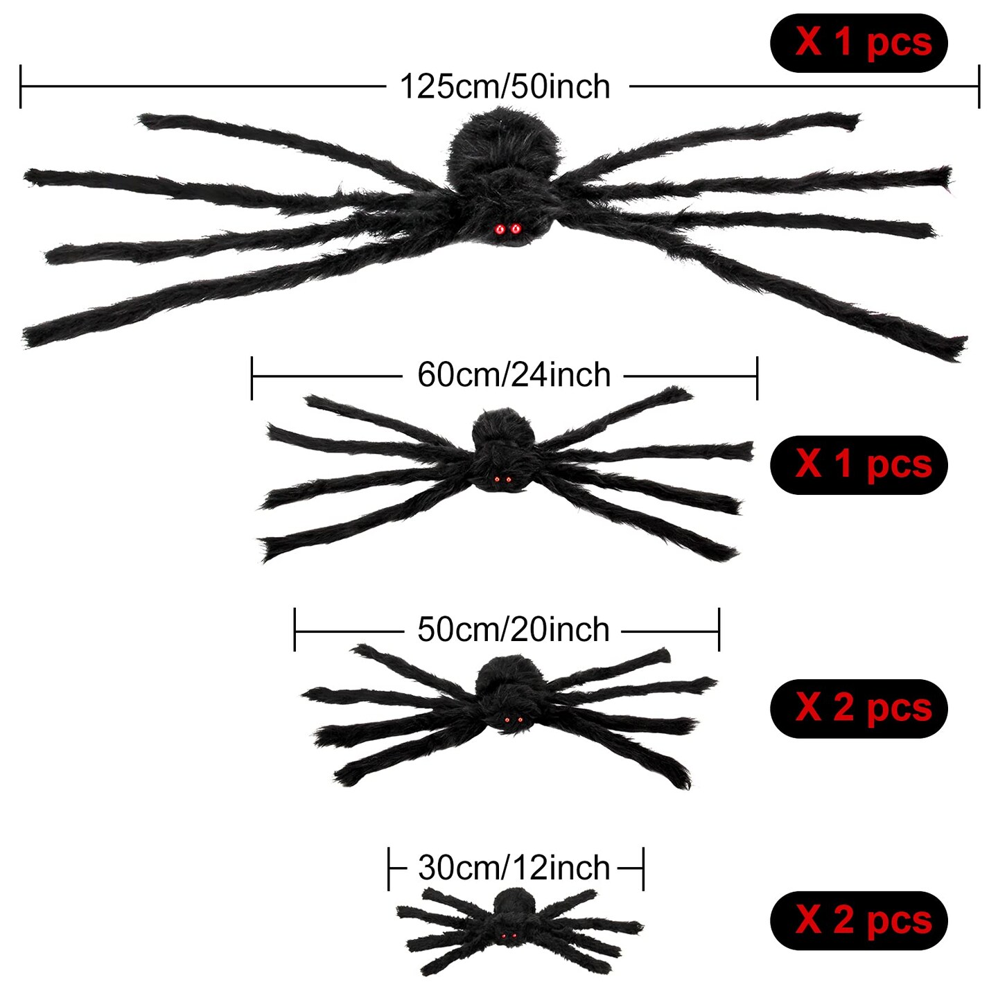 6 Pieces Halloween Spider Decorations, Realistic Large Scary Spider Decoration for Home Giant Spiders Props for Indoor Outdoor Party Decorations
