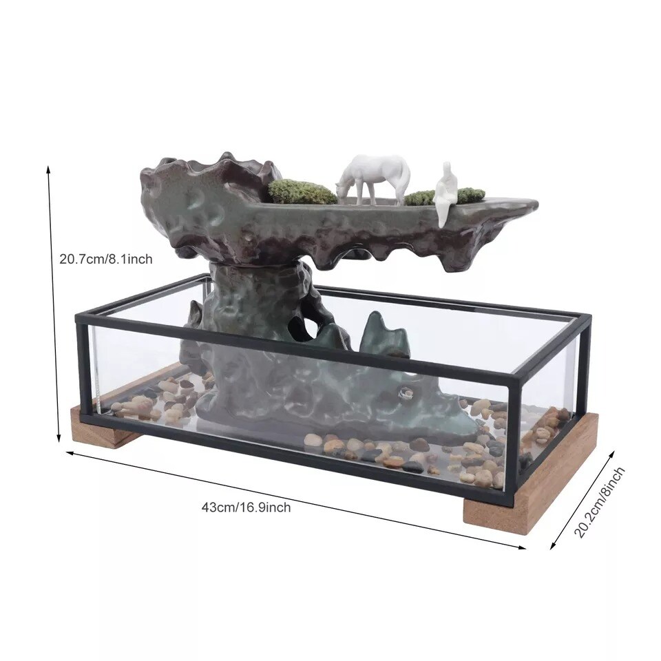 Desktop Fountain Tabletop Water Fountains with Fish Tank Bedroom Decoration