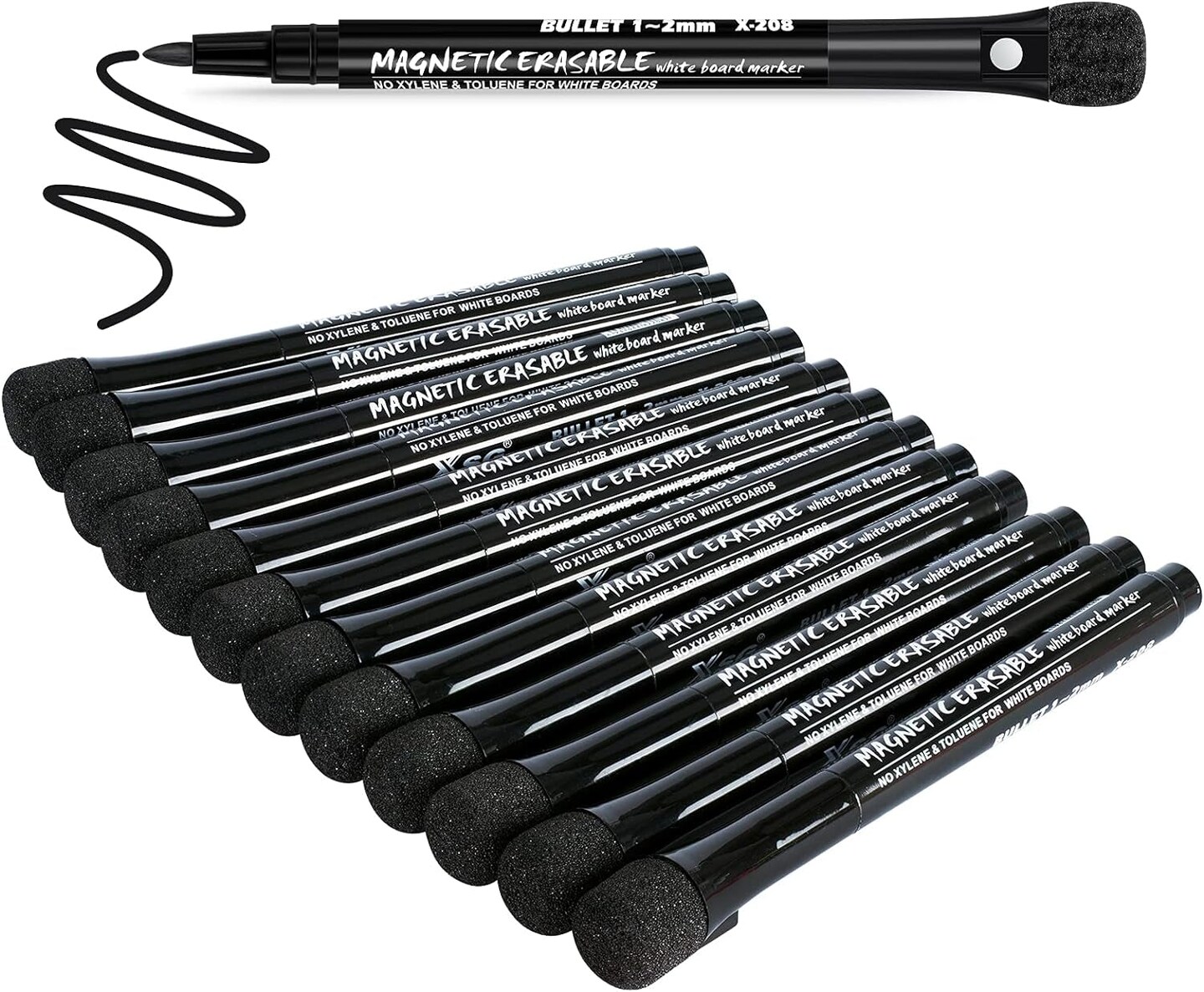 Fine Tip, White Board Markers Dry Erase with Eraser Cap, Magnetic Dry Erase Markers Black Thin Dry Erase Markers Low Odor for Kids Teachers Office &#x26; School Supplies