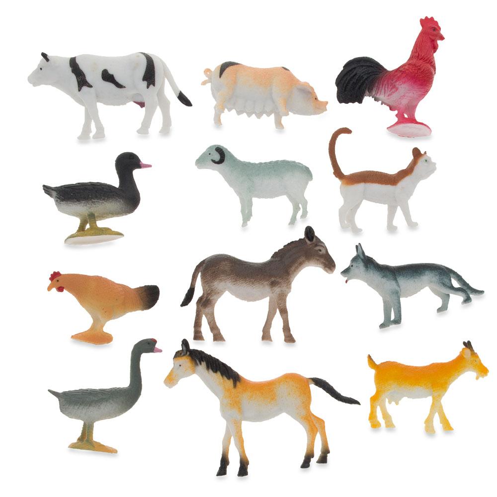 Set of 12 Miniature Resin Farm Animal Figurines 2 Inches