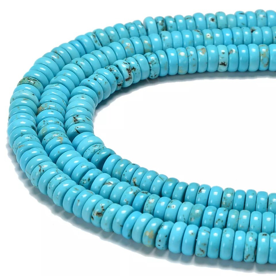 Blue Turquoise Heishi Disc Beads Size 3x8mm 15.5&#x27;&#x27; Strand (3x8mm)