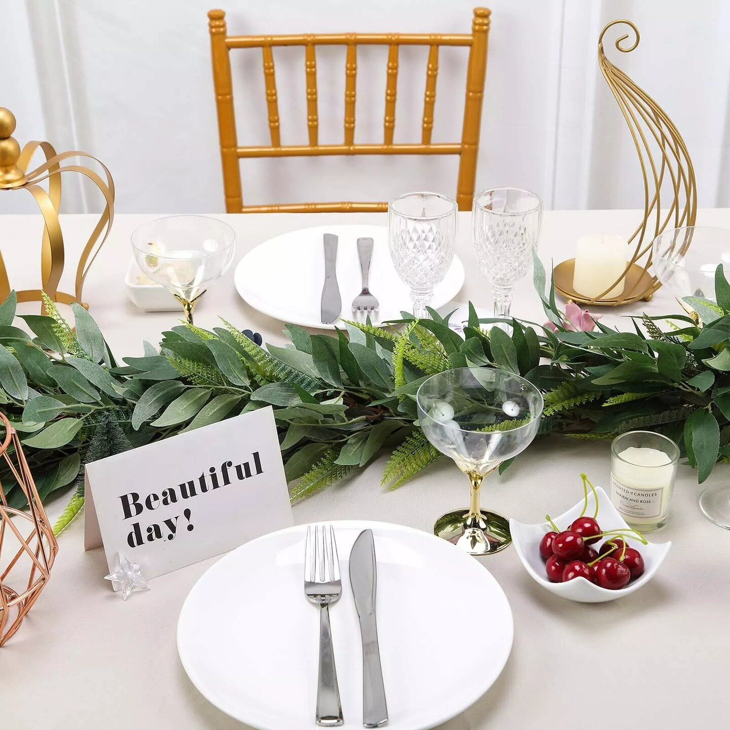 48-Inch long Light Frosted Green Artificial Willow Fern Fronds Leaves Garland