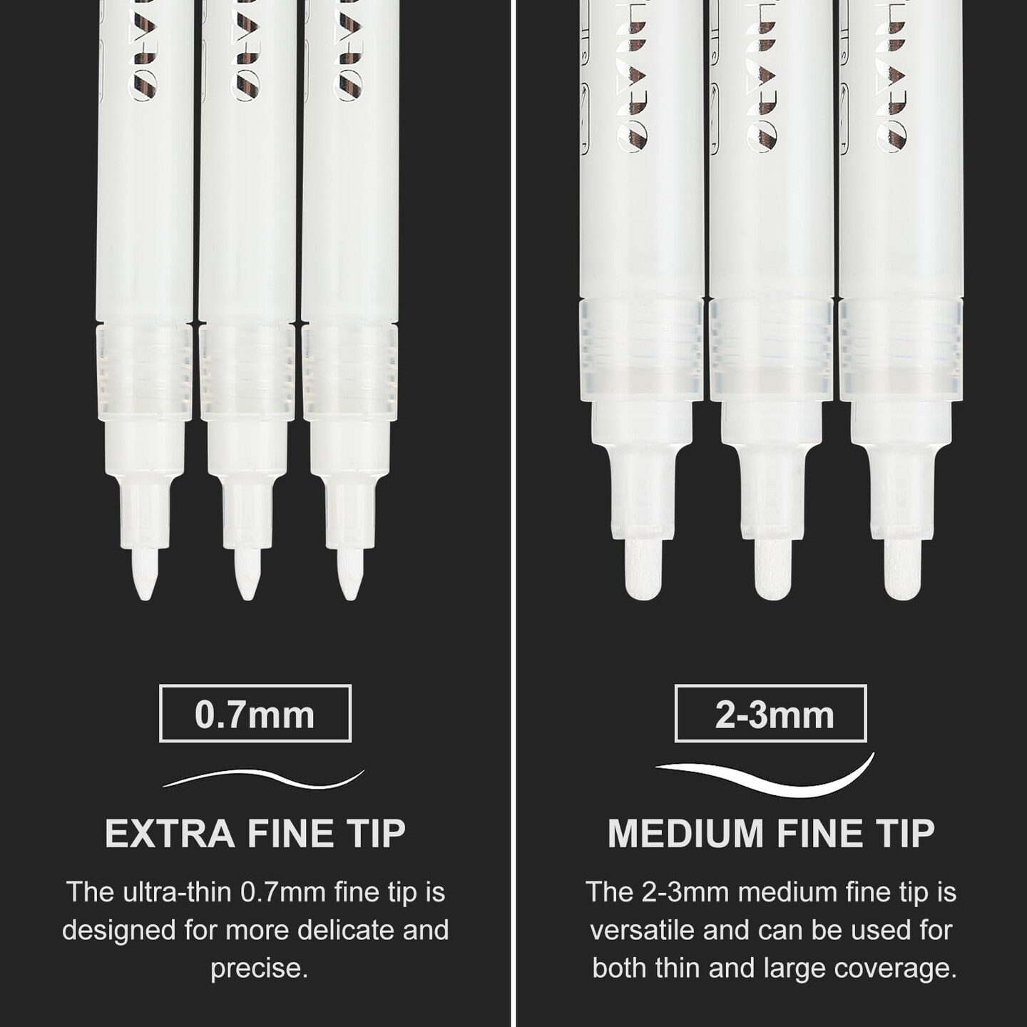 8 Pieces Acrylic White Paint Pens - 2-3MM Medium Tip &#x26; 0.7MM Extra Fine White Paint Marker for Rock Painting, Wood, Metal, Fabric, Plastic, Canvas, Glass, Ceramic, Diy Crafts