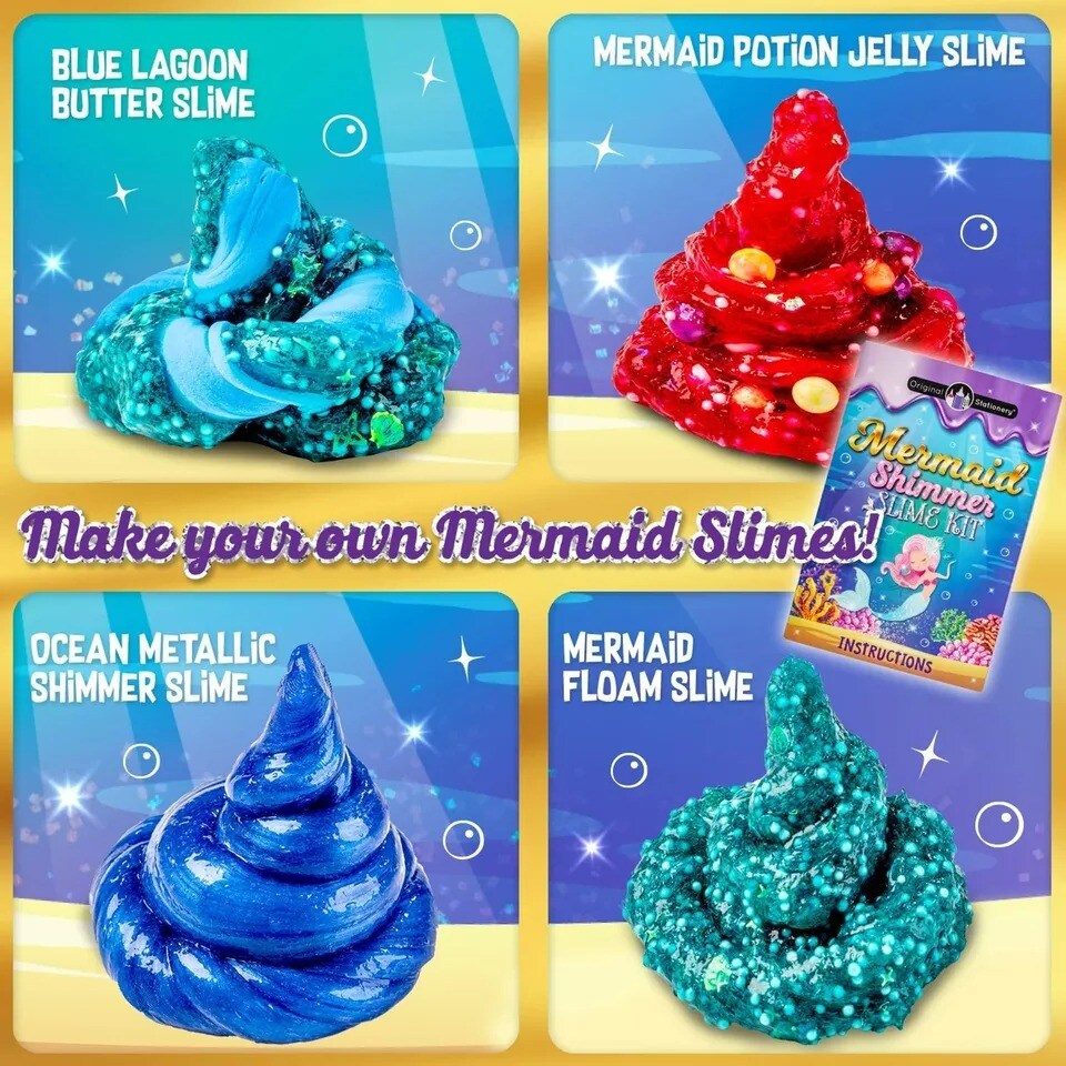 Mermaid Shimmer Slime Kit, Slime Pack to Make Shimmery Glow in the Dark Slime