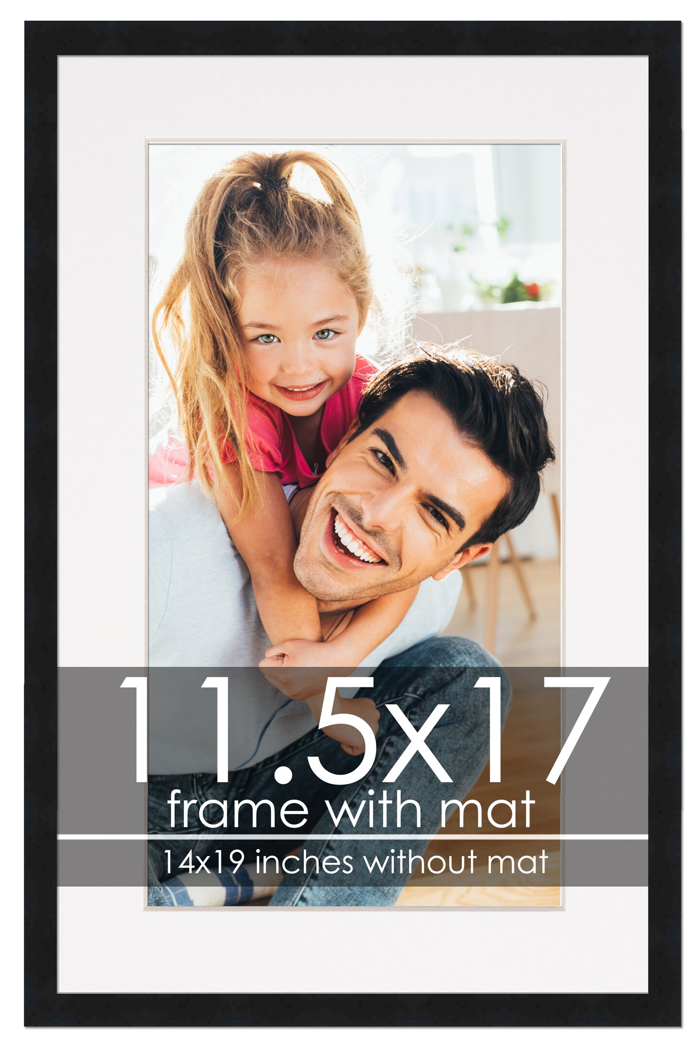 Modern Black Frame with White Photo Mat, UV Acrylic Front, Foam Board Backing, 60 Sizes Available