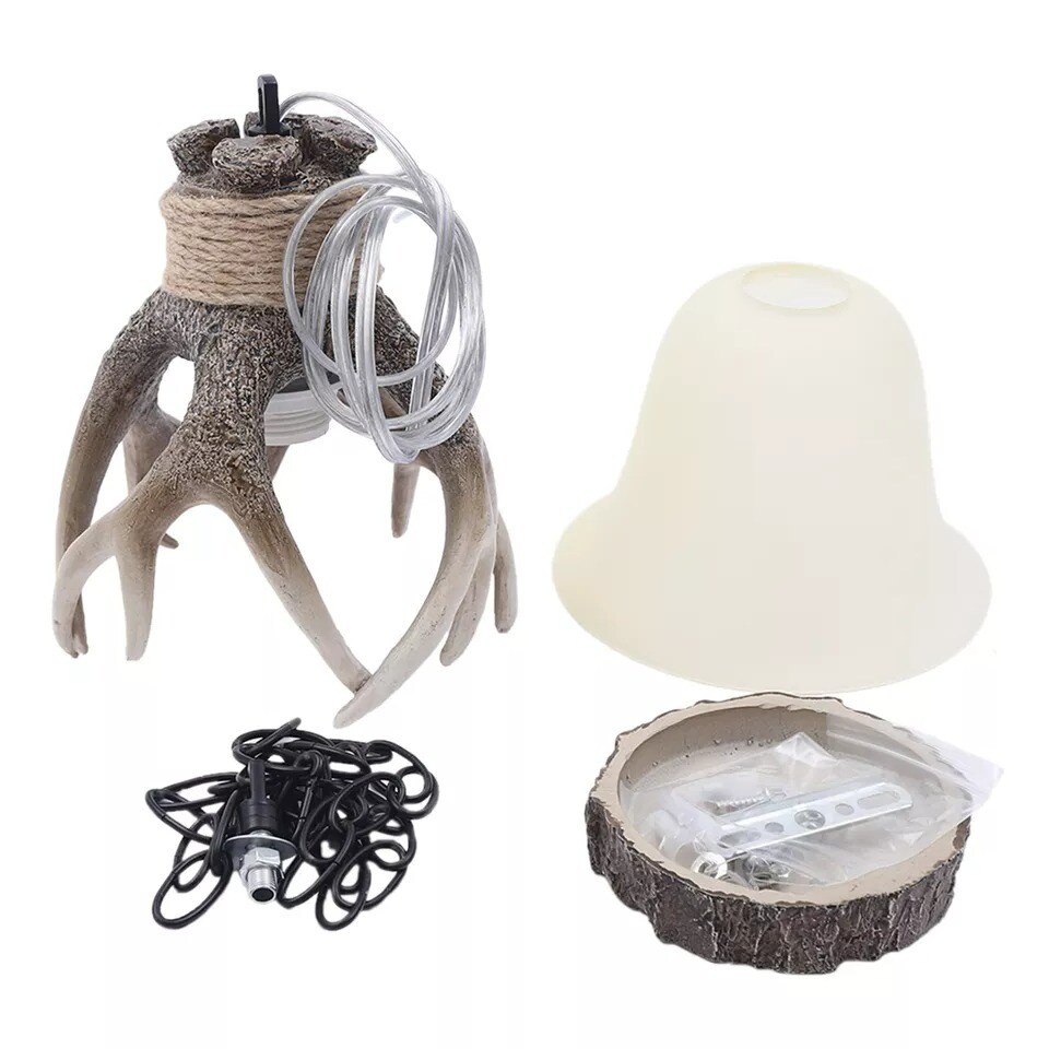Rustic Resin Farmhouse Pendant Light Deer Horn Antler Chandelier Ceiling Lamp