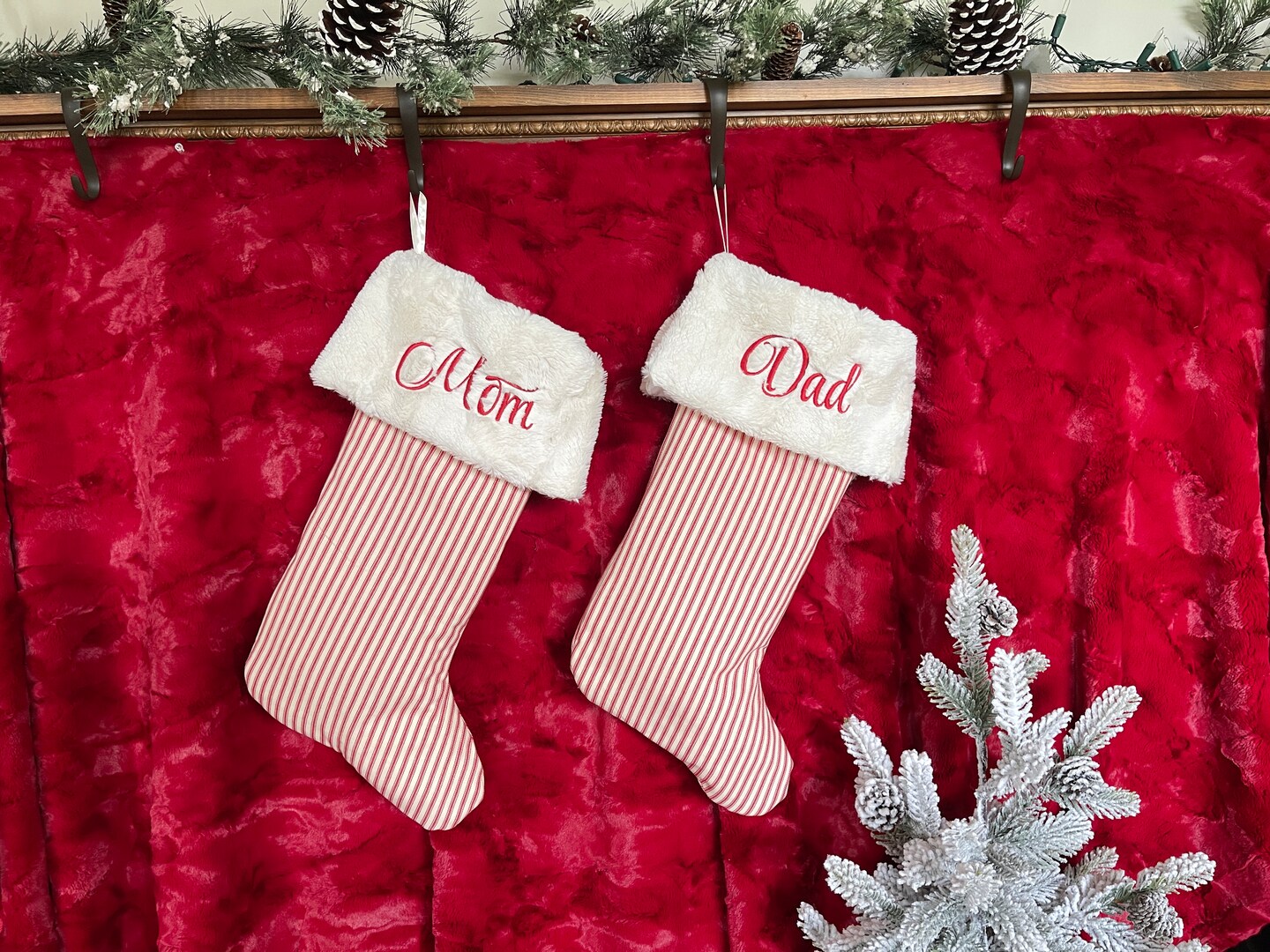 Red and White Candy Stripe Christmas Stockings with Personalized Touch product 2