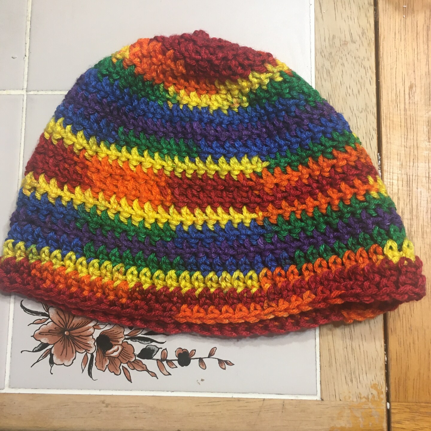 Hand-Crocheted Rainbow Pride Hat, Colorful LGBTQ Pride  display picture 1