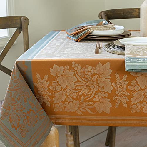 Harvest Gathering Heavyweight Engineered Jacquard Fabric Table Cloth Décor for Fall, Harvest and Thanksgiving Tablecloth (Gathering Taupe, 52" x 70" Rectangular)