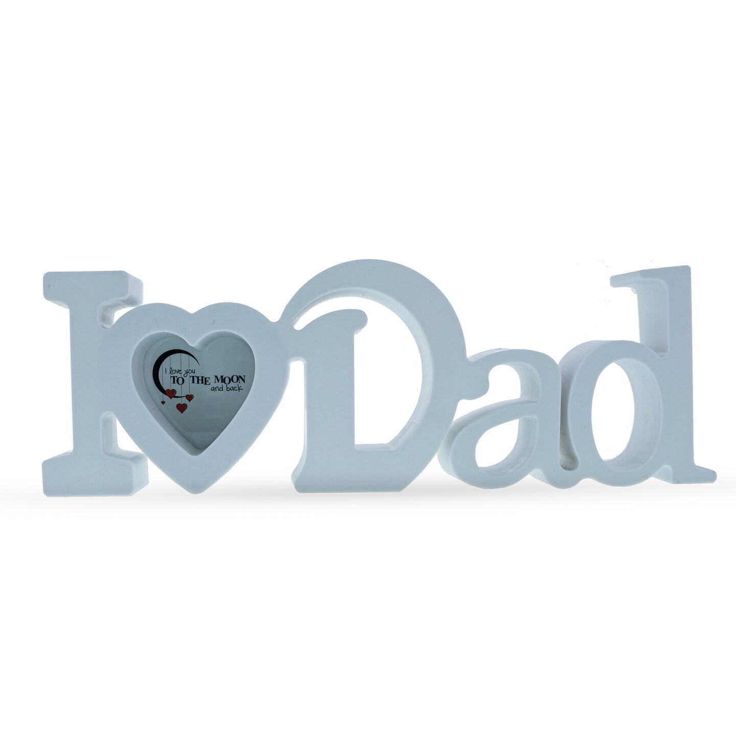 I Love Dad Heart-Shaped Plastic Photo Frame