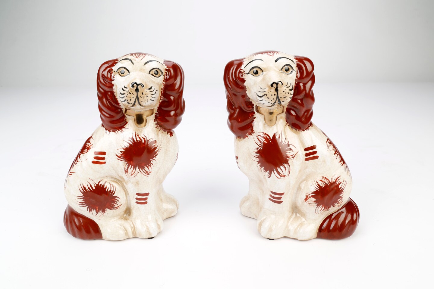 AAI Rust Brown and White Staffordshire Dogs, Set of 2