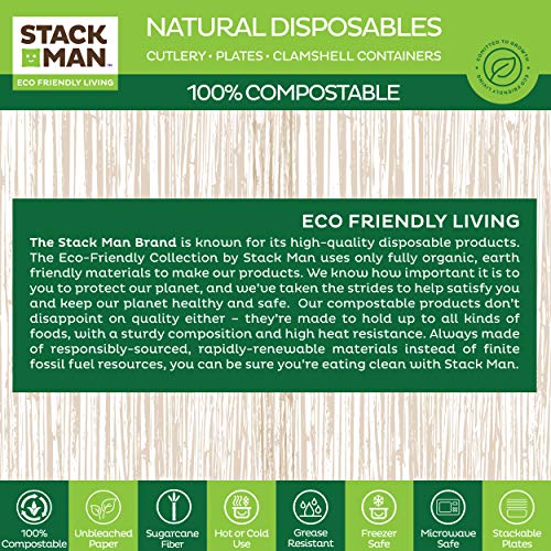 125 Pieces 100% Compostable Paper Plates, Heavy Duty Disposable Plates 9 Inch Plates - Eco-Friendly, Biodegradable Sugarcane Bagasse, Natural Unbleached Brown 9" Dinner Paper Plate Disposable