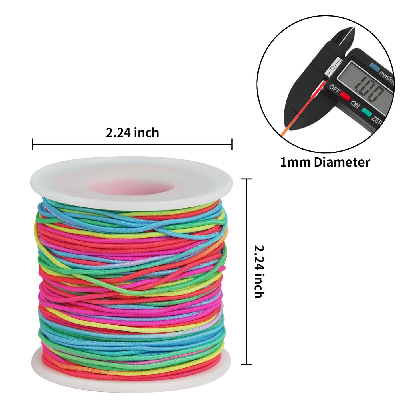 2 Rolls 1MM Stretchy String for Bracelet Making, Rainbow Elastic Bracelets String Thread for Clay Beads, Bracelets, Jewelry Making, Necklaces, Sewing and Crafts