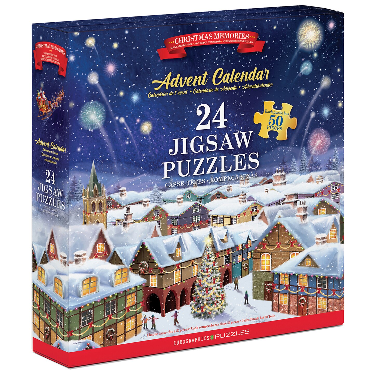 Eurographics: Puzzle Advent Calendar: Christmas Memories - 24 Daily Unique Individual Jigsaws, 5 x 5&#x22; 50pc Each, 1200pcs Total, Holiday Countdown Gift