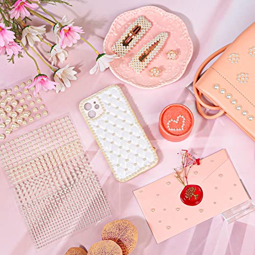 1980 Pieces Self Adhesive Pearl Stickers, Shynek Pearls Sticker Gems for Hair, Face, Makeup, Eye, Nail, Crafts, Assorted Sizes