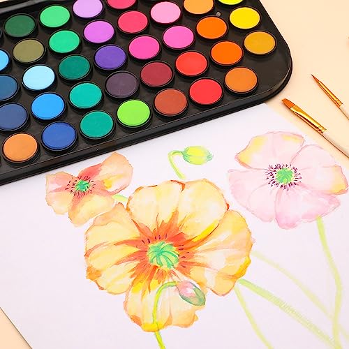 48 Colors Watercolor Paint Set  with 3 Paint Brushes, Water Color Paints Sets, Washable Water Colors