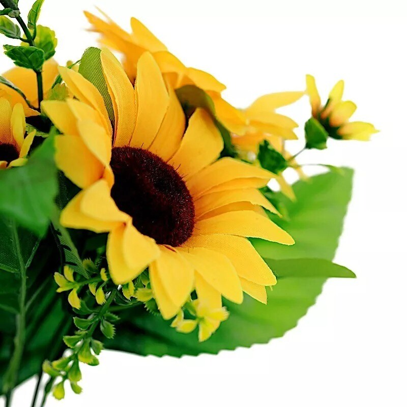2 Yellow 13" ARTIFICIAL Faux SILK SUNFLOWER Bouquets Wedding Party Decorations