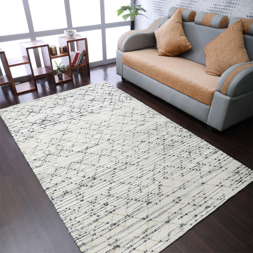 Rugsotic Hand Woven Jute Area Rug 5X8 Eco-Friendly Beige Contemporary J00090