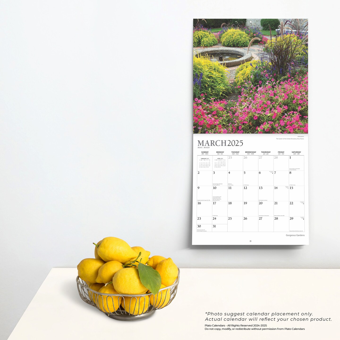 Gorgeous Gardens | 2025 12 x 24 Inch Monthly Square Wall Calendar | Foil Stamped Cover | Plato | Outdoor Home Country Nature