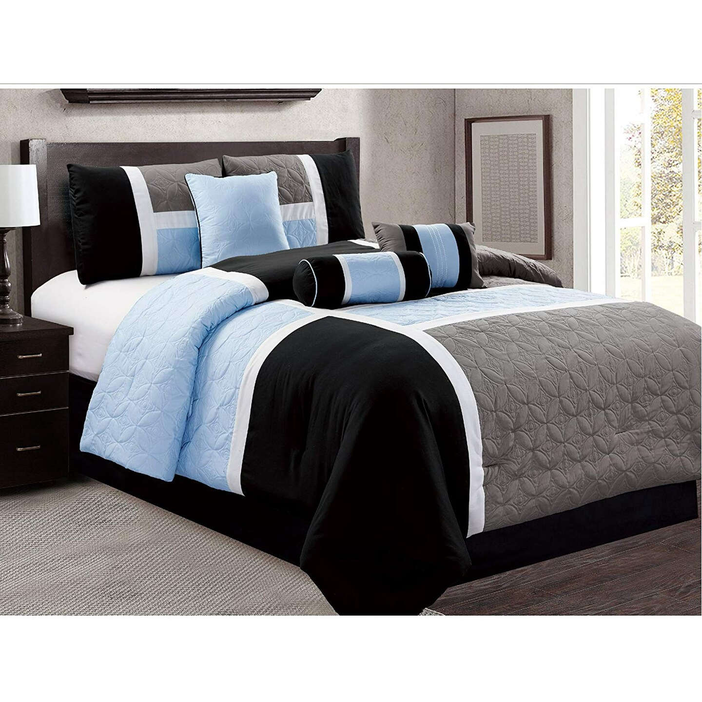 7 Piece Luxury Quilted Patchwork Bedding Sets