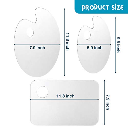 3 Pcs Acrylic Paint Palette Clear Art Palette for Adults & Kids, Transparent Non-Stick Oil Paint Palette with Protective Kraft for DIY Craft Art Painting Plate