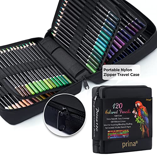 Art Supplies 120-Color Colored Pencils Set for Adults Coloring Books with Sketchbook, Professional Vibrant Artists Pencil Drawing Sketching Blending Shading, Quality Soft Core Oil Based