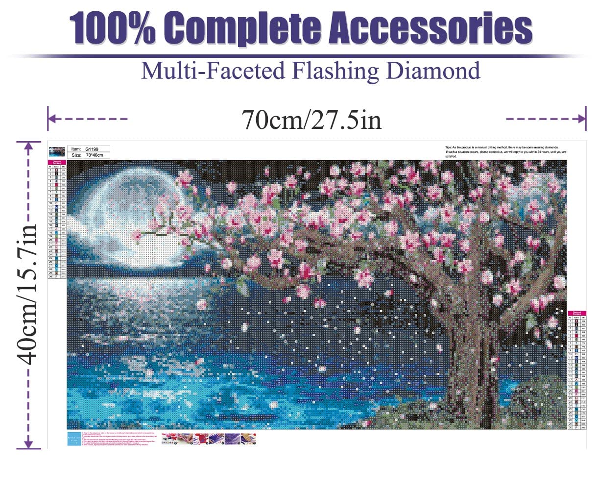 5D Lake Diamond Painting, Diamond Painting Moon Kits for Adults，DIY ...