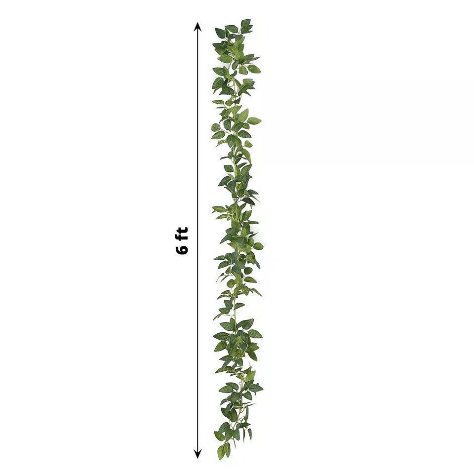 6 feet Green Silk Rose LEAVES Artificial Vine Greenery Garland Party Decorations