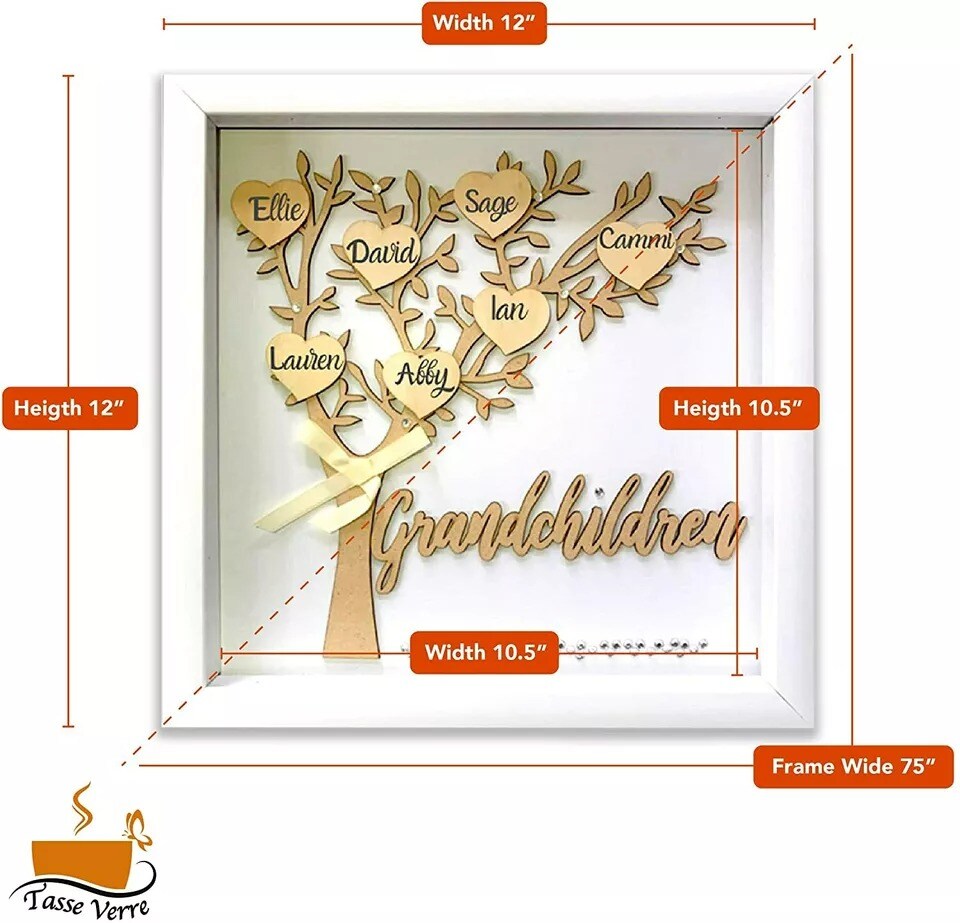 12x12 Grandchildren Shadow Box Kit - Family Tree Mothers Day Gift Grandma Mom