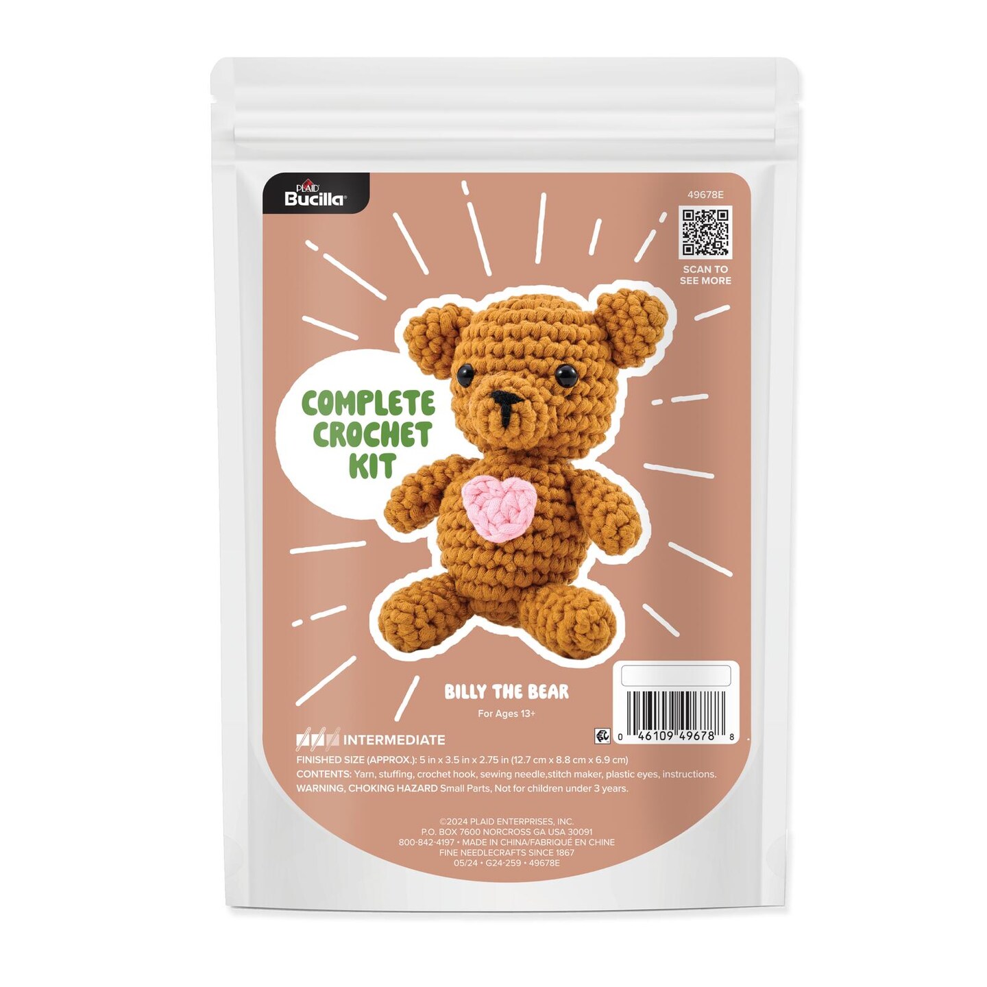 Bucilla Amigurumi Crochet Kit Billy the Bear