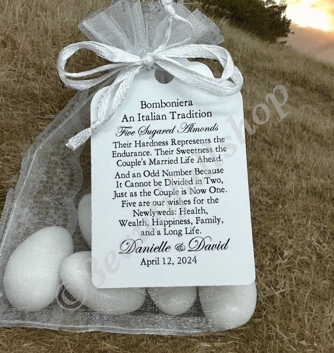 Jordan Almond Favor TAGS, Wedding favor tags, Thank You tags, koufeta tags, Gift tags, Gold Favor Tags, Italian tradition, Bomboniera t product 2
