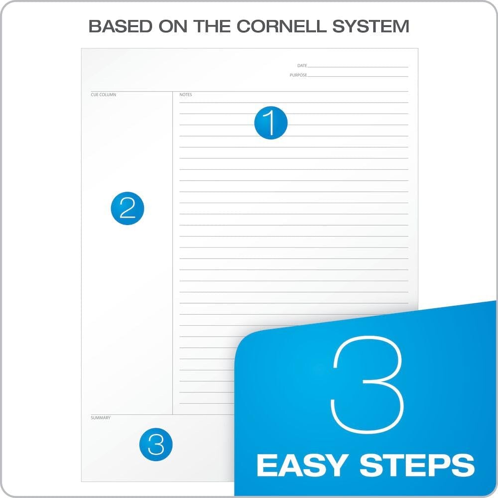 Oxford Focusnotes Note Taking System 1-Subject Notebook, 11 X 9 Inches, White, 100 Sheets (90223) - Black