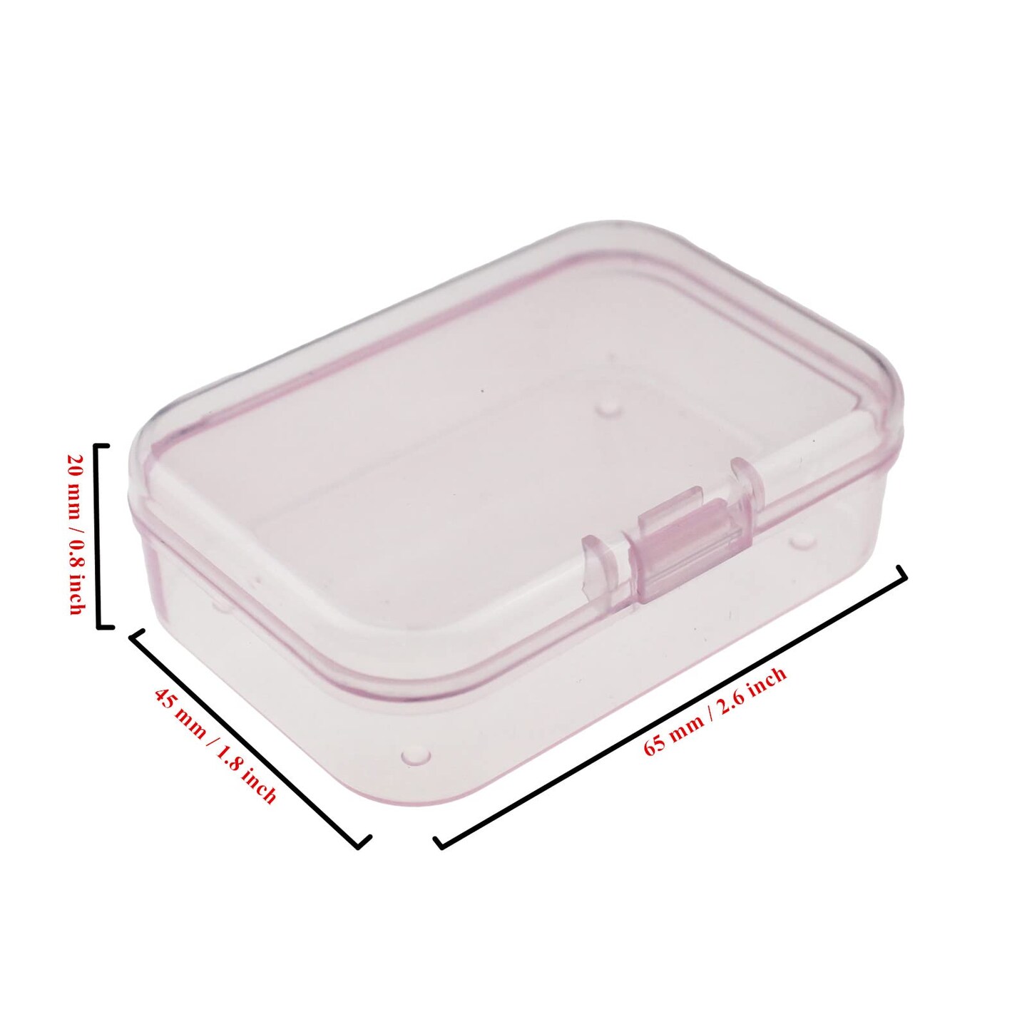 30 Pieces Mini Rectangular Plastic Boxes Empty Storage Organizer Containers with Hinged Lids for Small Items and Other Craft Projects (Pink, 2.6 x 1.8 x 0.8 inch)