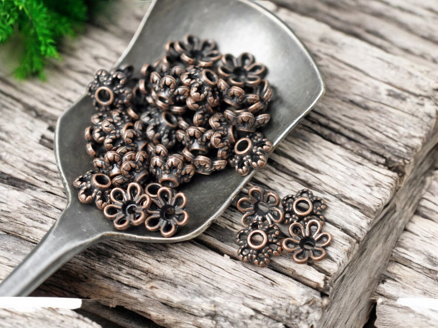 *250* 6mm Antique Copper Flower Bead Caps
