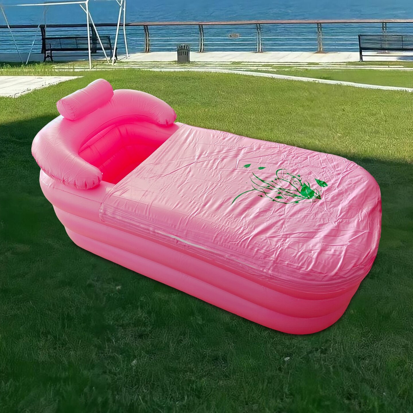Inflatable Spa Tub Portable Relaxation Tub Foldable Bathtub With Backrest Easy Assembly Bathing Pool For Adults Children