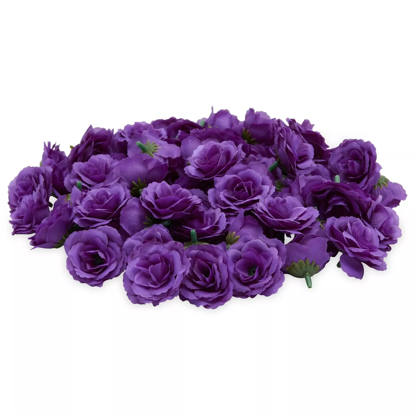 75 Pack Purple Flowers for Crafts, 2 Inch Stemless Silk Cloth Roses