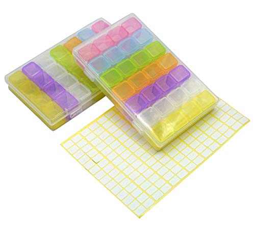 2 Pieces 28 Grids Colorful 5D Diamond Painting Embroidery Box ...