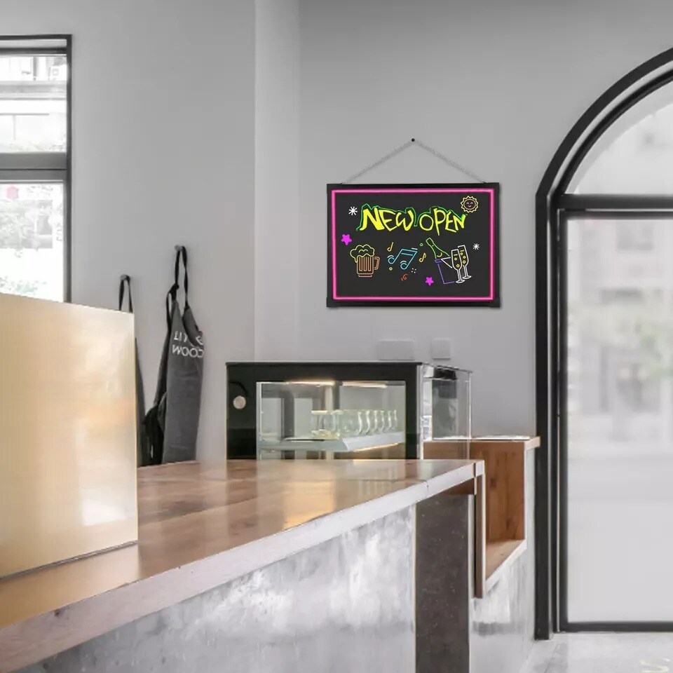 24&#x22; Message Board Restaurant Menu LED Sign Illuminated Neon Erasable with Remote