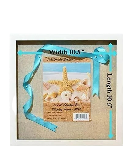 (2-Pack) 12x12&#x22; White Display Shadow Box Frame 8 Push Pins a Linen Background