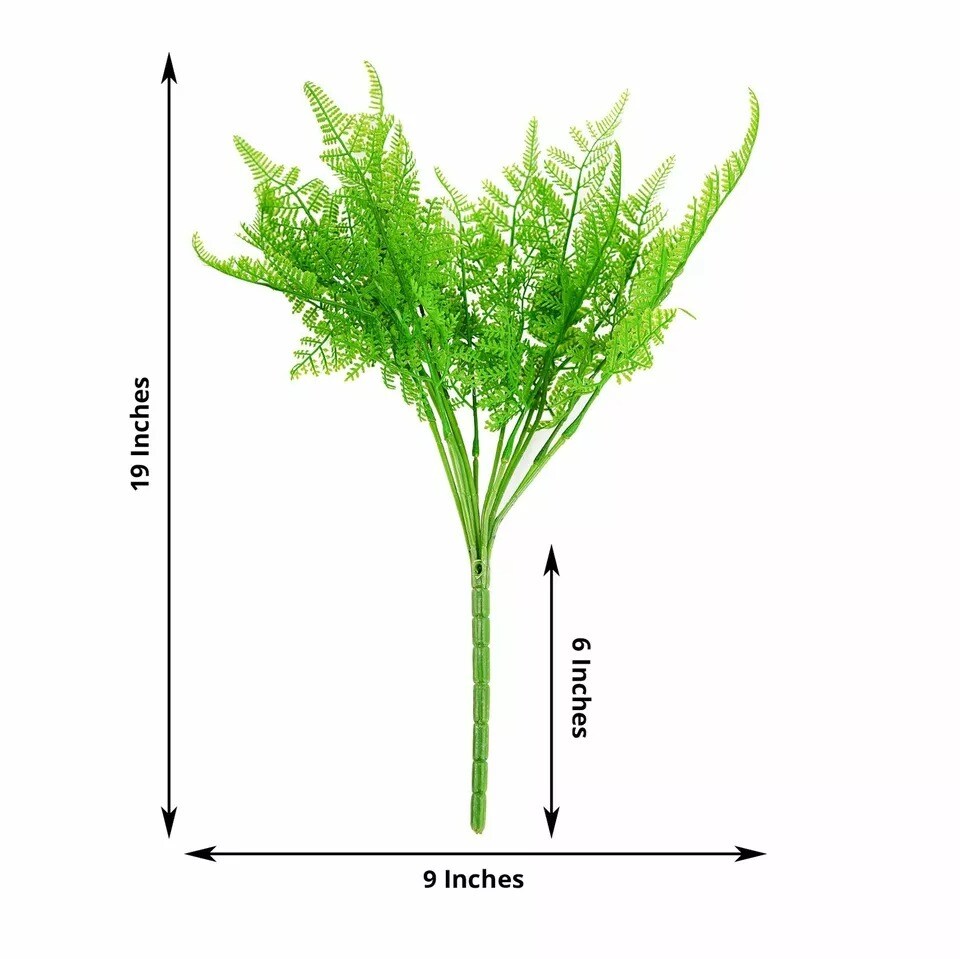 2 Green 19&#x22; ARTIFICIAL Asparagus Fern LEAVES Faux Greenery Stems Party Supplies