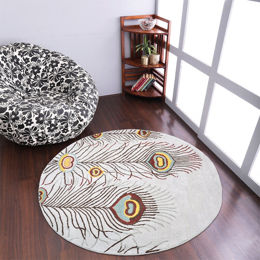 Hand Tufted Wool Area Rug Contemporary Silver K09342 Soft High-Pile Eco-Friendly