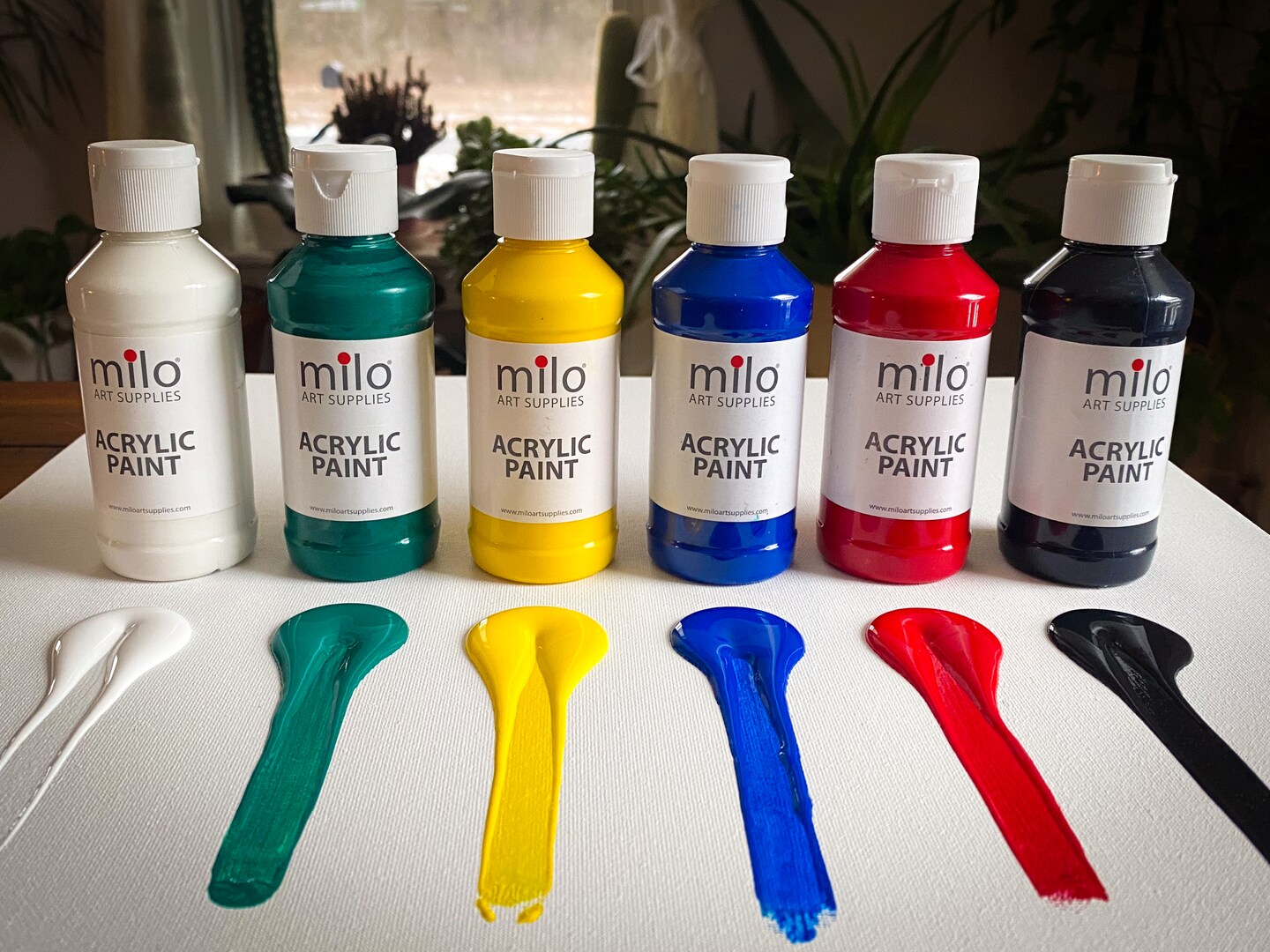 milo Acrylic Paint Set of 6 Colors | 4 oz Bottles | Student Primary Colors Acrylics Painting Pack | Made in the USA | Non-Toxic Art &#x26; Craft Paints for Artists, Kids, &#x26; Hobby Painters