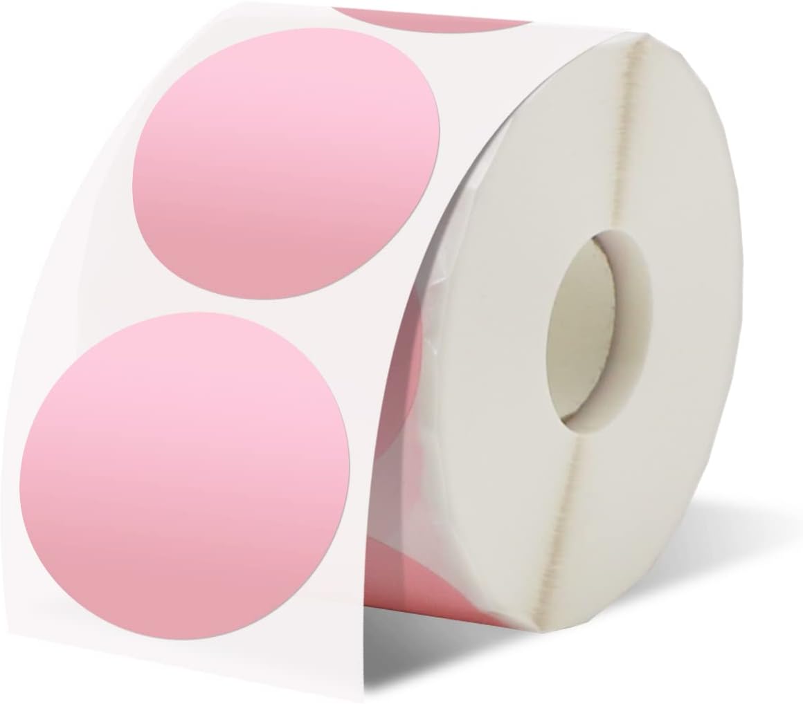 Pink Round Custom Direct Thermal Stickers 2